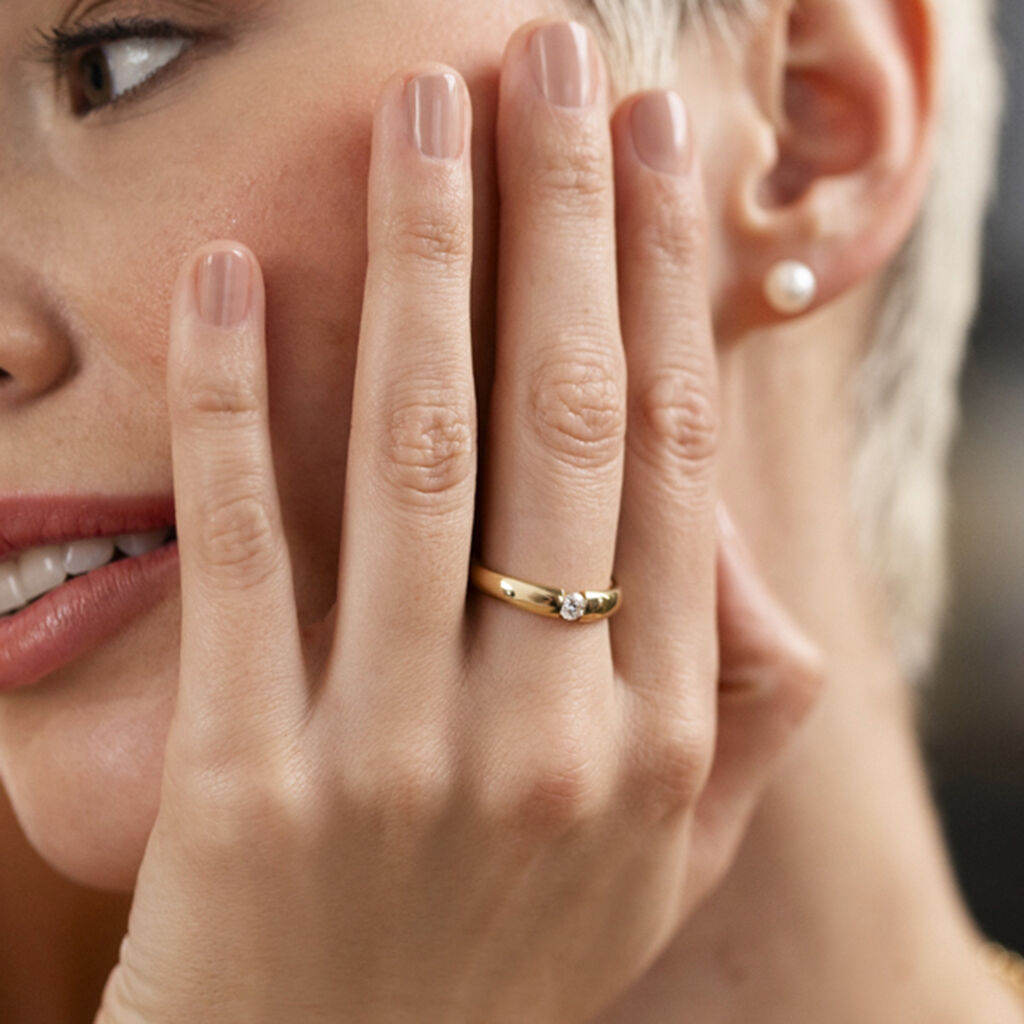 Damen Ring Gold 585 Rund Weiß Lisboa - Verlobungsringe Damen | OROVIVO