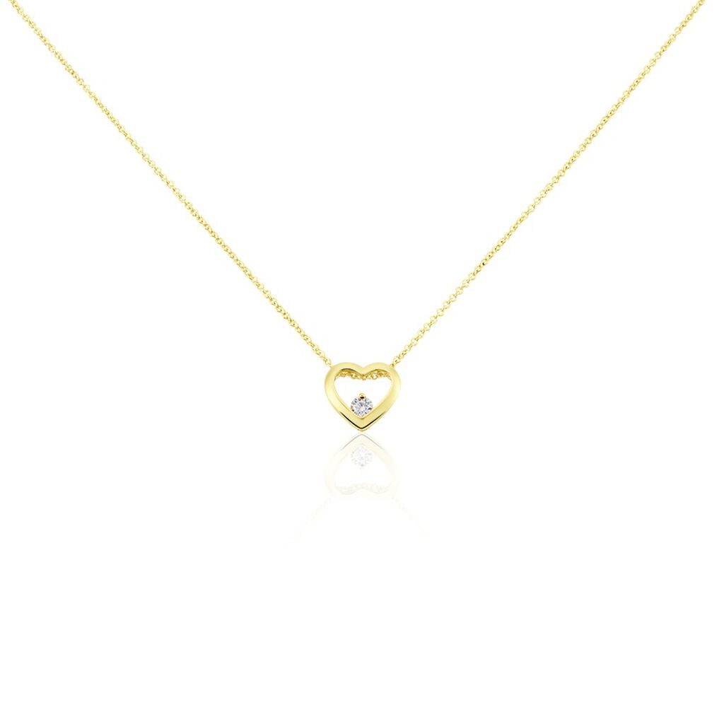 Damen Collier Vergoldet 750 Zirkonia Wei&szlig; 0,06 ct