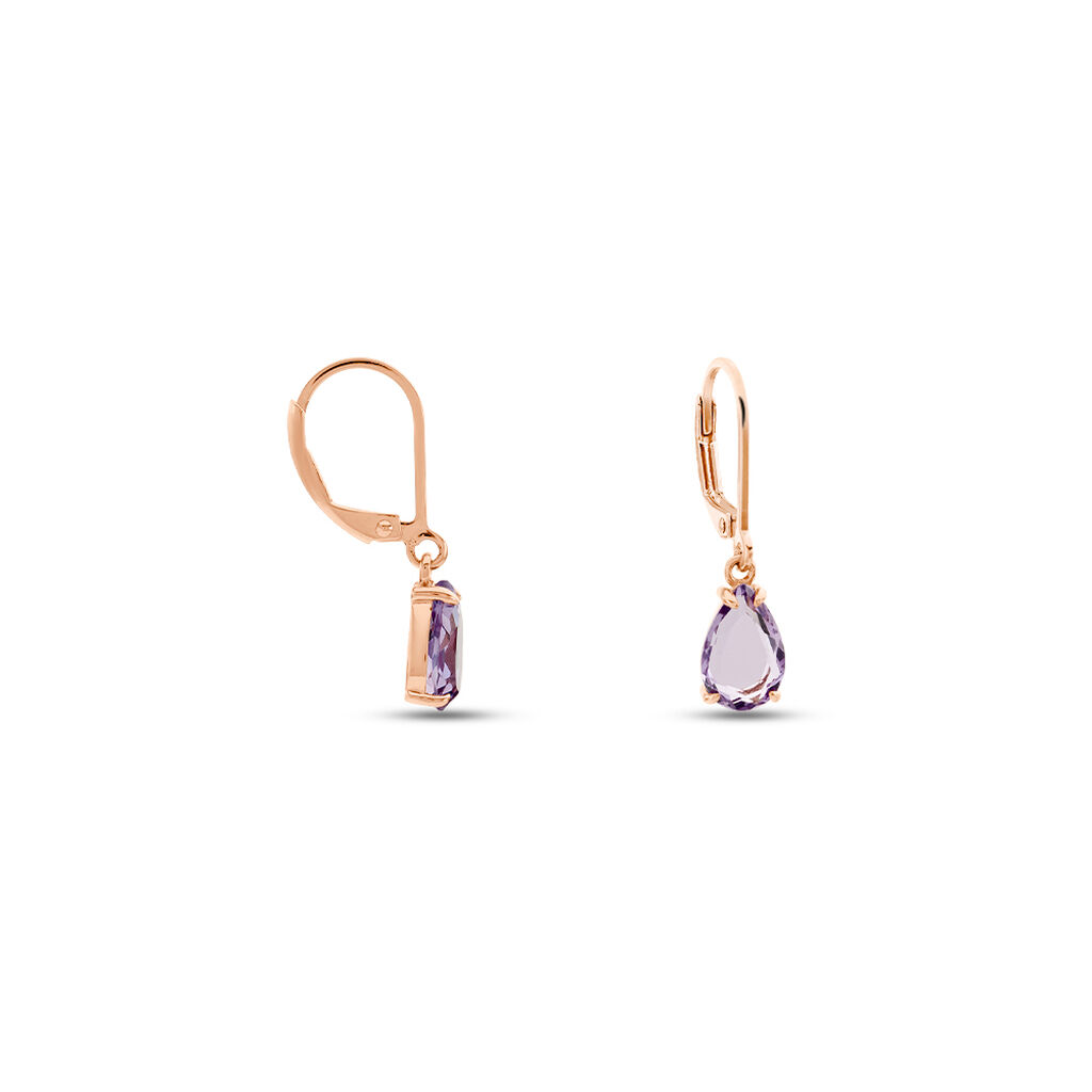 ROSWITA Damen Ohrringe Lang Silber rosevergoldet 925 Amethyst Violett 1,58 ct