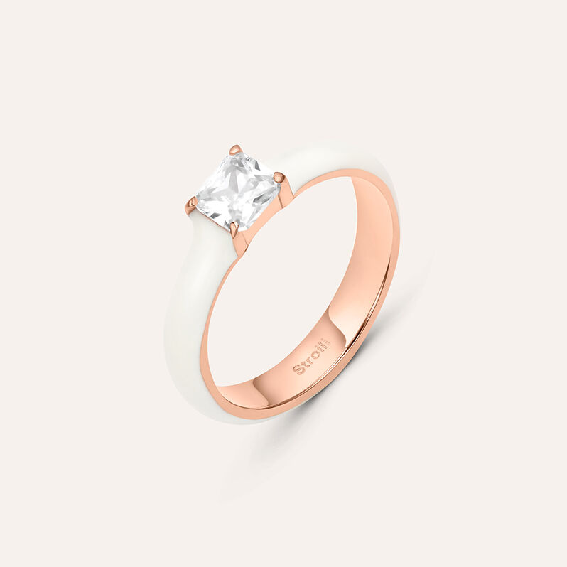Anello Solitario Lady Sweet Acciaio Rosa Cristallo - Spannringe Damen | OROVIVO