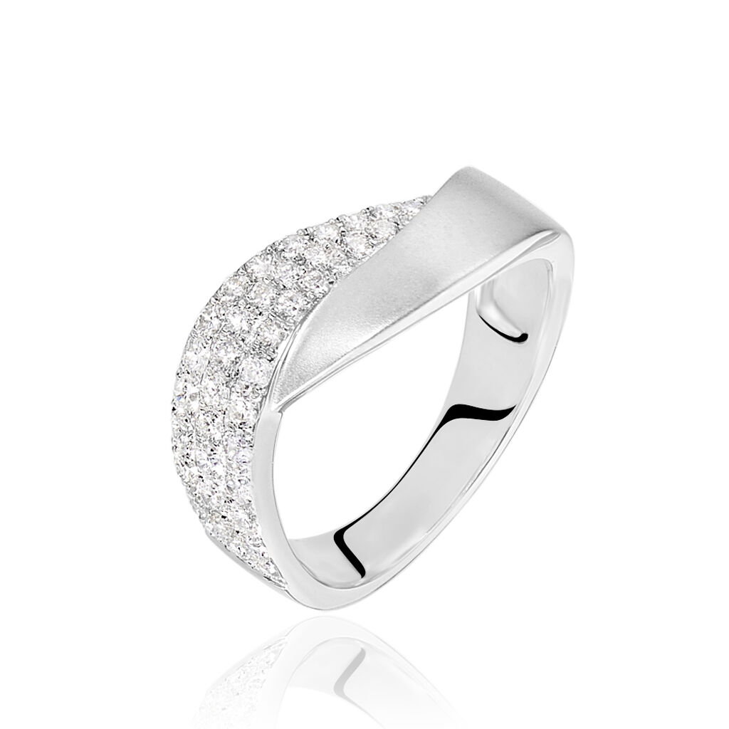 Damen Ring Weißgold 750 Diamant 0,48ct Welle  - Ringe mit Stein Damen | OROVIVO