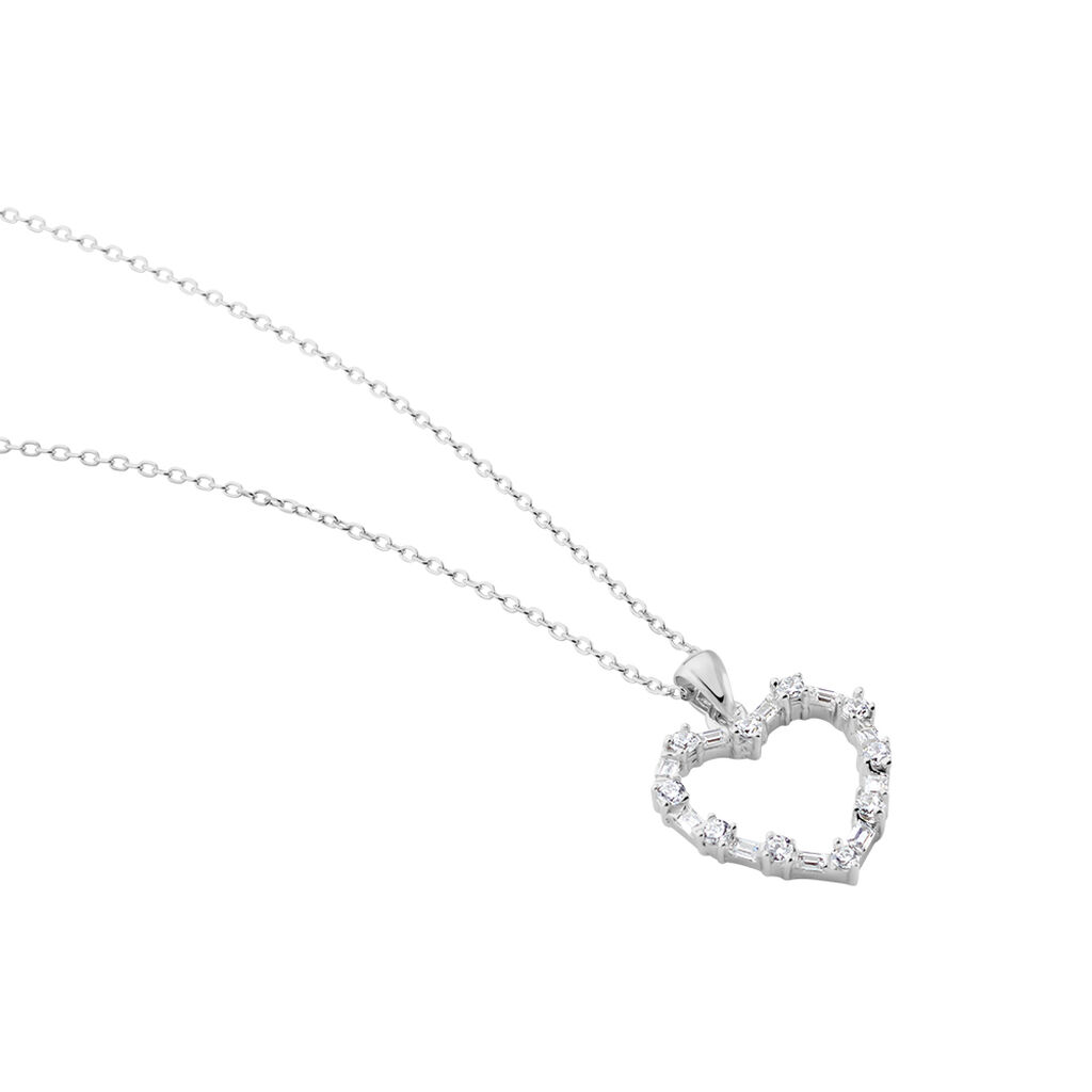 Damen Collier Silber Silber 925 Zirkonia Herz 0,30mm - Halsketten Damen | OROVIVO
