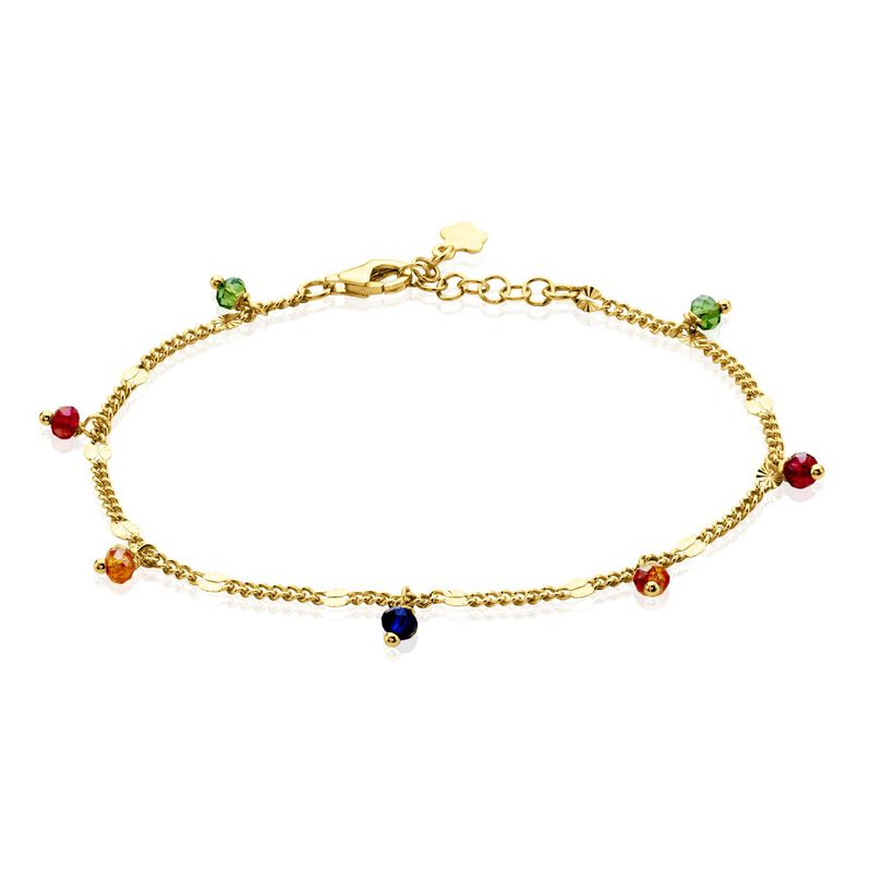ROMANA Damen Armband Silber vergoldet 925 Glas Multicolour 0,240 ct B 1,1 mm - Armb&auml;nder Damen | OROVIVO
