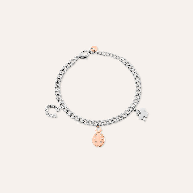 Bracciale Sunrise Acciaio Bicolore Bianco / Rosa Cristallo - Spannringe Damen | OROVIVO