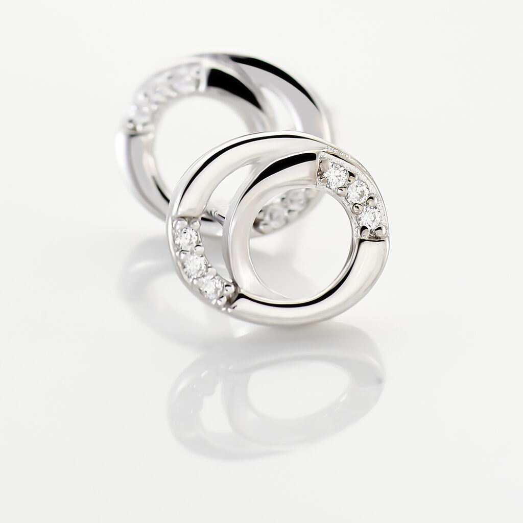 ANNEA Damen Ohrstecker Silber 925 Zirkonia Wei&szlig; Kreis