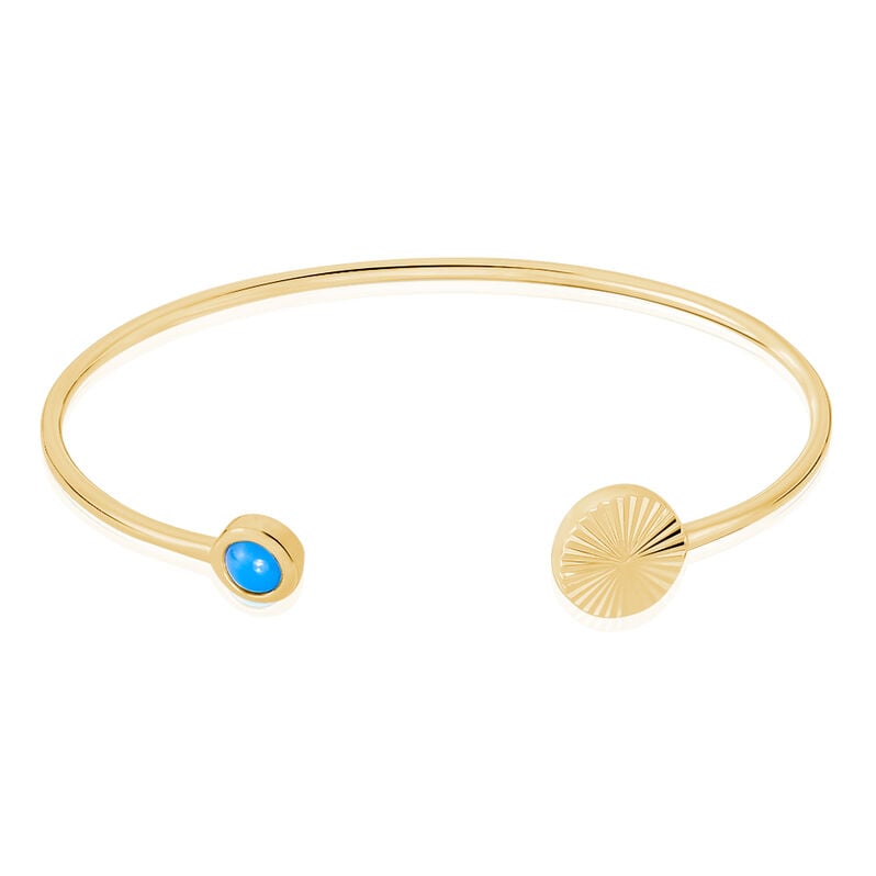 CARTINA 2 Damen Armreif / Armspange Vergoldet Synthetischer Stein Blau Kreis B 1,8 mm - Armreifen Damen | OROVIVO