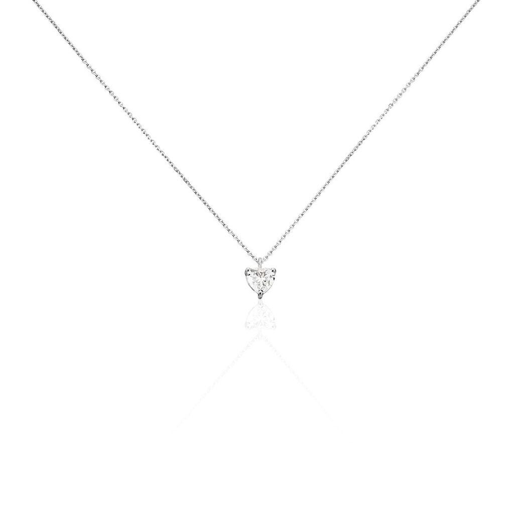 LOVE Damen Collier Weißgold 750 (18 Karat) Synthetischer Diamant Weiß 0,52 ct, Collier mit Stein