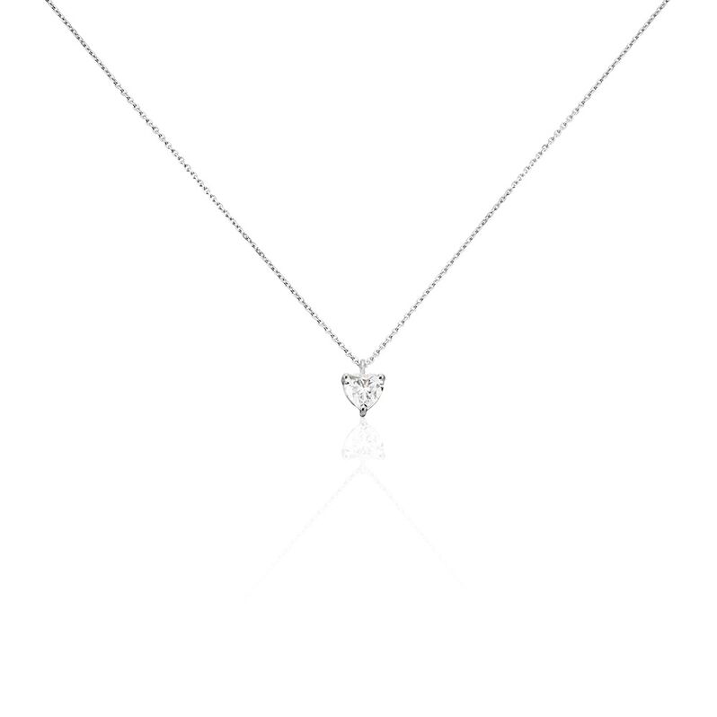LOVE Damen Collier Wei&szlig;gold 750 (18 Karat) Synthetischer Diamant Wei&szlig; 0,52 ct - Halsketten Damen | OROVIVO