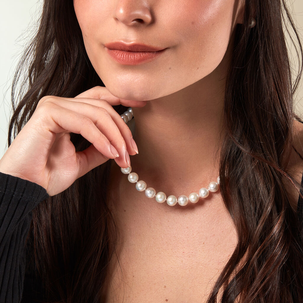 Damen Collier Silber 925 Zuchtperlen 9-10mm - Halsketten Damen | OROVIVO