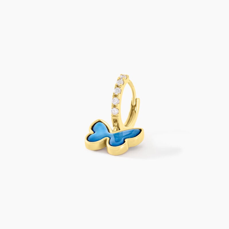 Créoles Argent Jaune Nacre Oxyde De Zirconium - Spannringe Damen | OROVIVO