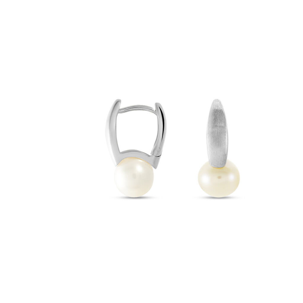 🦚 Damen Creolen Silber 925 Zuchtperlen, Creolen mit Stein