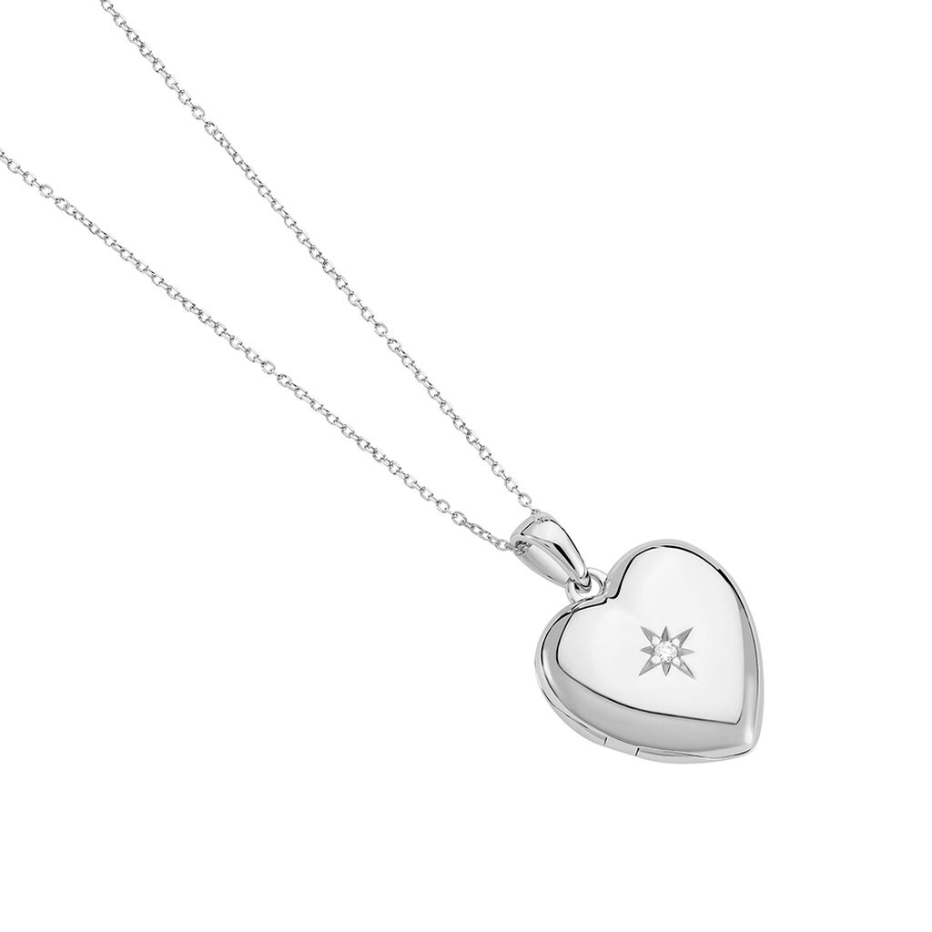 SYLENNE Damen Anh&auml;nger Silber 925 Zirkonia Wei&szlig; 0,01 ct Herz