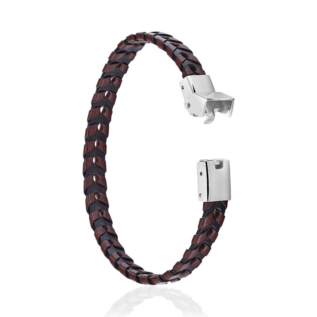 Herren Lederarmband Edelstahl Schwarz Braun - Armbänder Herren | OROVIVO