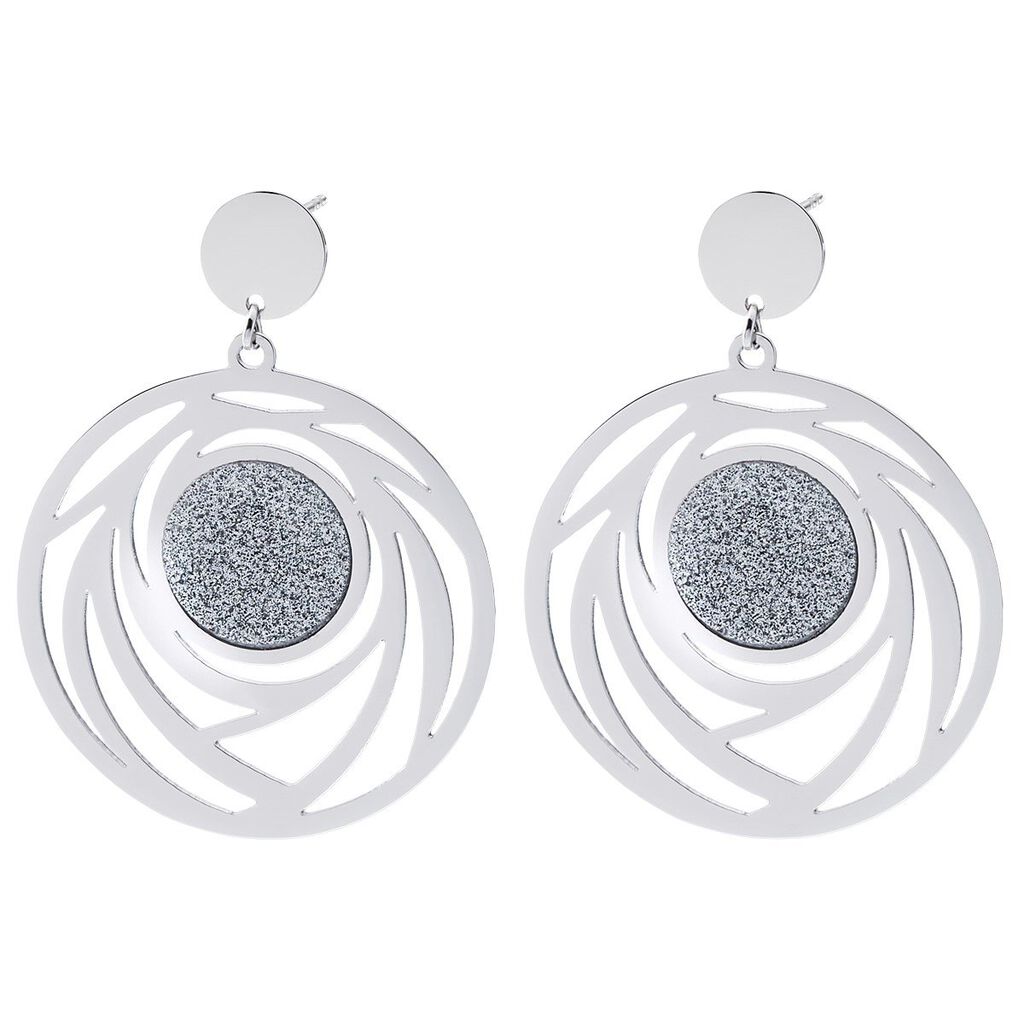 🦚 Damen Ohrstecker Lang Edelstahl Kreis, Ohrringe Lang ohne Stein