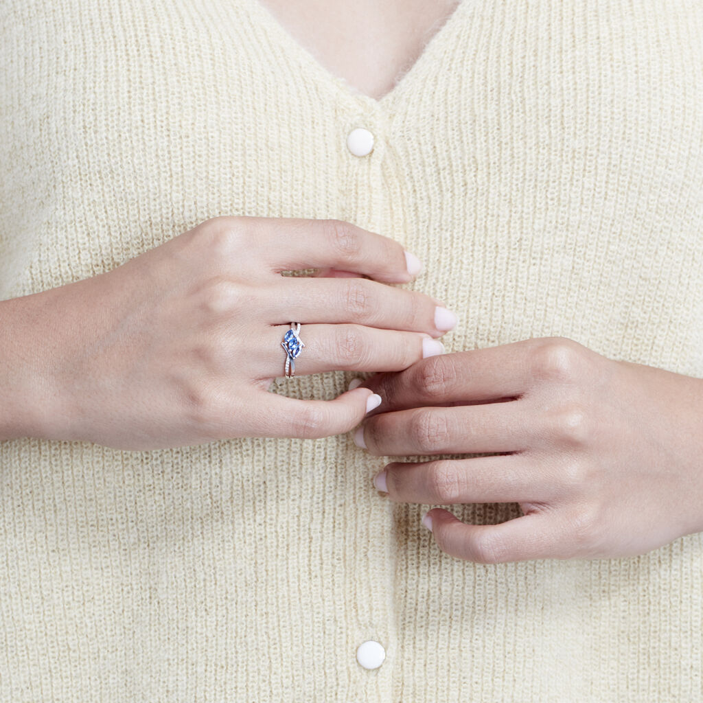 Bague Or Weiss Anisse Saphir Diamant - Spannringe Damen | OROVIVO