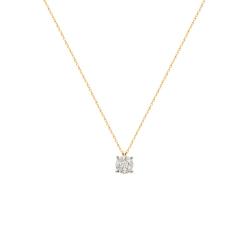PETALI Damen Collier Gold 585 (14 Karat) Diamant Wei&szlig; 0,120 ct Kreis