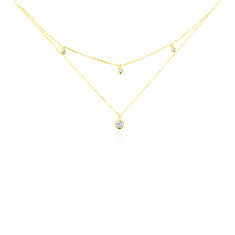 TINI Damen Collier Gold 375 (9 Karat) Zirkonia Wei&szlig; B 0,25 mm - Halsketten Damen | OROVIVO