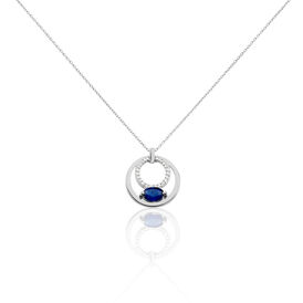 Damen Halskette Weißgold 375 Saphir Diamanten - Ketten mit Anhänger Damen | OROVIVO