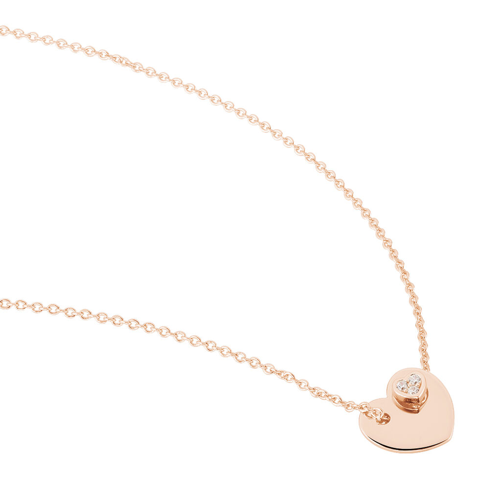 LOVE YOU Damen Collier Silber rosevergoldet 925 Zirkonia Wei&szlig; 0,020 ct