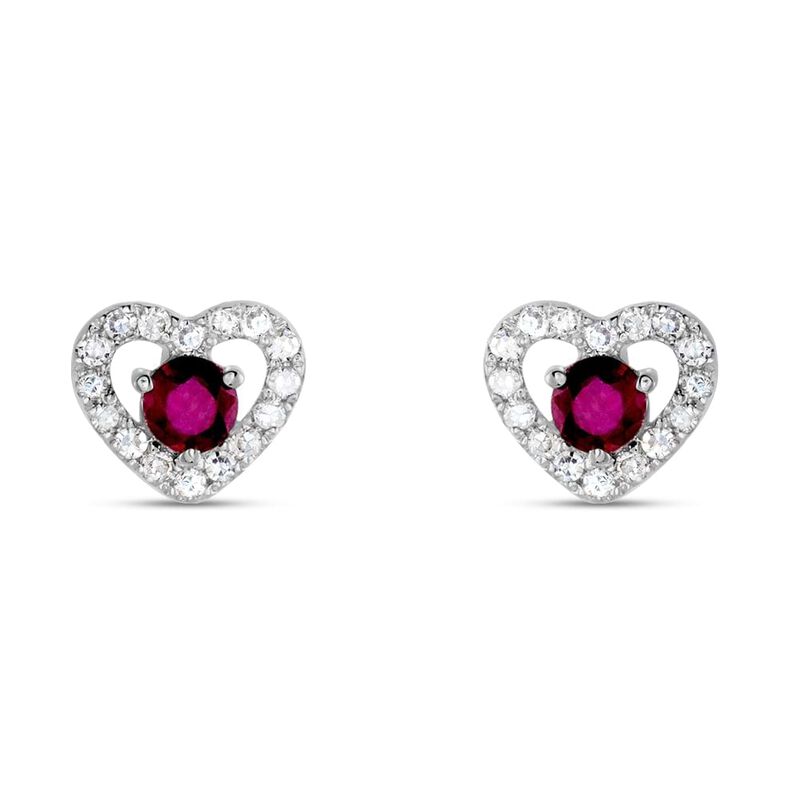 Orecchini Lobo Charlotte Oro Bianco Rubino Diamante - Spannringe Damen | OROVIVO