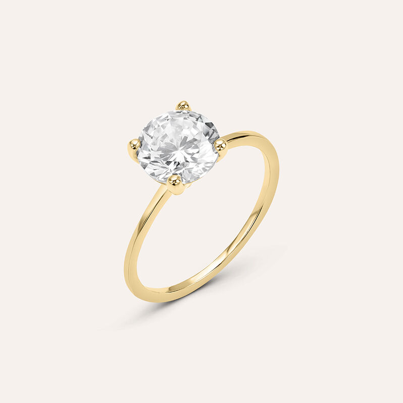 Anello Solitario Golden Dream Placcato Oro Giallo Cubic Zirconia - Spannringe Damen | OROVIVO