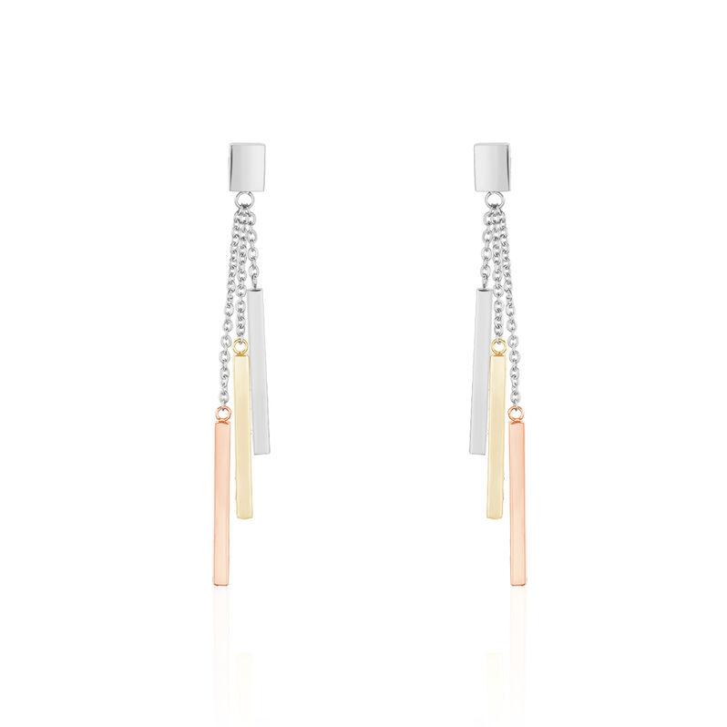 AMBER Damen Ohrringe Lang Edelstahl Tricolor - Spannringe Damen | OROVIVO