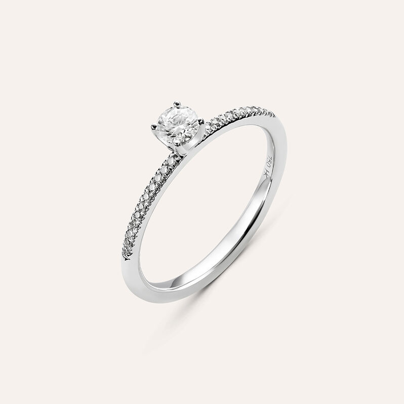 Anello Solitario Firmamenti Oro Bianco Diamante - Spannringe Damen | OROVIVO