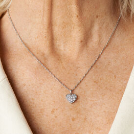 Damen Halskette Weißgold 375 Diamant 0,059ct Herz - Herzketten  | OROVIVO