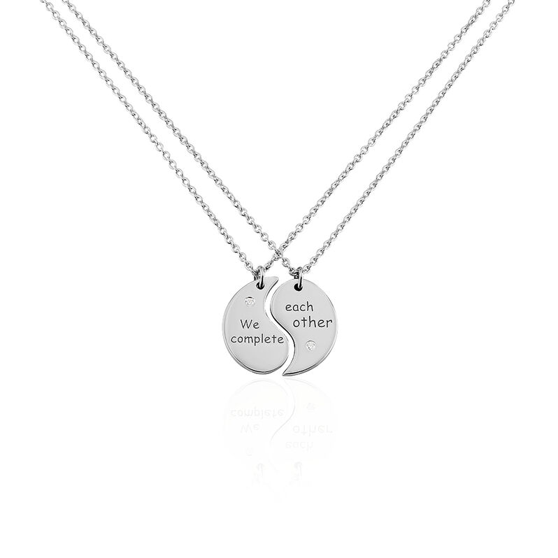 Unisex Collier Silber 925 Zirkonia Wei&szlig; 0,07 ct Botschaft - Halsketten Unisex | OROVIVO