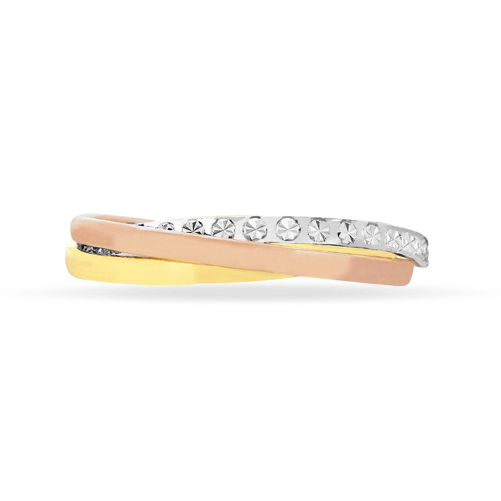 Alliance Entrelacee Diamantee Ruban Plat Or Tricolore - Spannringe Unisex | OROVIVO