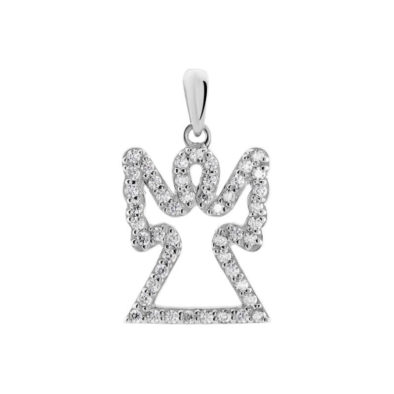 Damen Anh&auml;nger Silber Silber 925 Zirkonia Wei&szlig; Engel B 13,8 mm - Schmuckanh&auml;nger Damen | OROVIVO