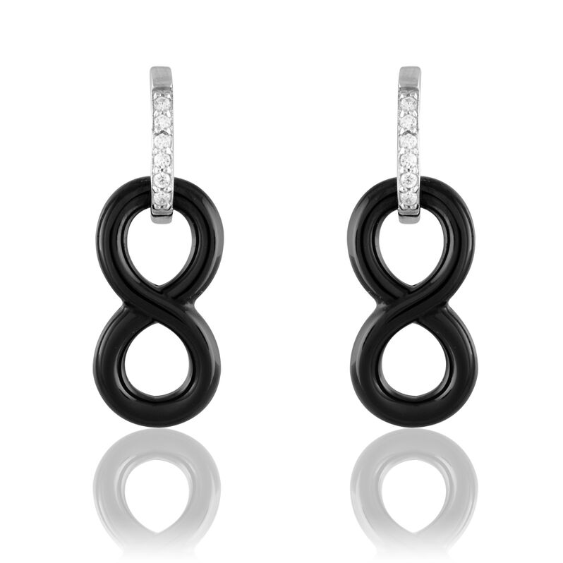 Boucles D'oreilles Pendantes Celinia Argent Blanc Céramique Et Oxyde - Spannringe Damen | OROVIVO