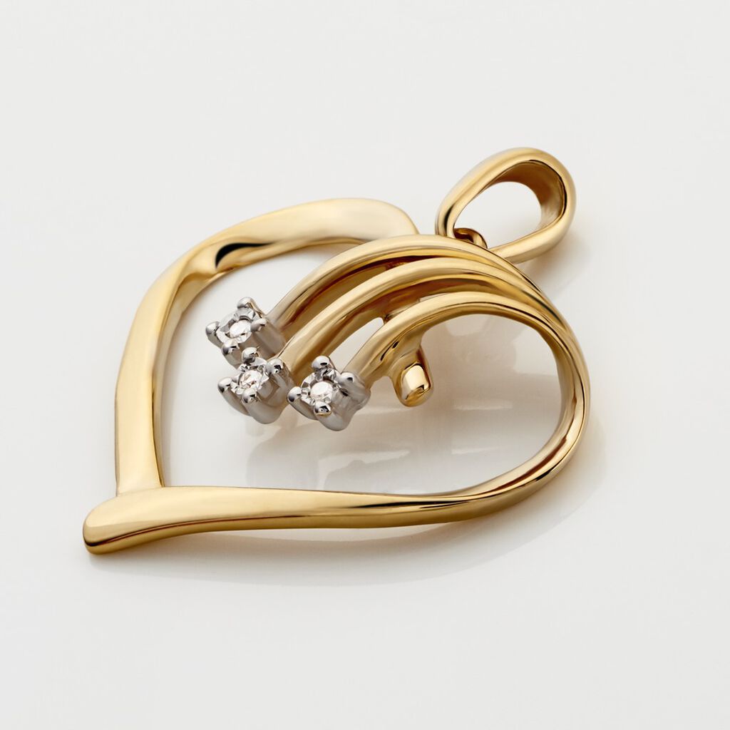 HERZ PICCO 2 Damen Anhänger Gold 375 (9 Karat) Diamant Weiß 0,01 ct Herz - Schmuckanhänger Damen | OROVIVO