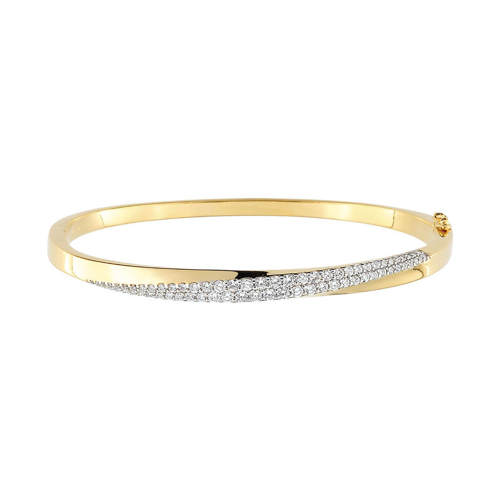 Damen Armreif Messing Gold 750 plattiert Zirkonia - Armreifen Damen | OROVIVO