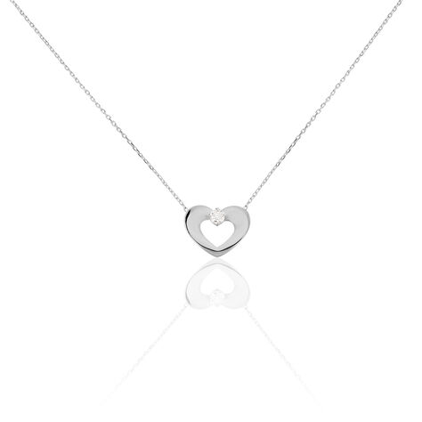 Damen Halskette Weißgold 375 Diamant 0,02ct Herz - Halsketten Damen | OROVIVO