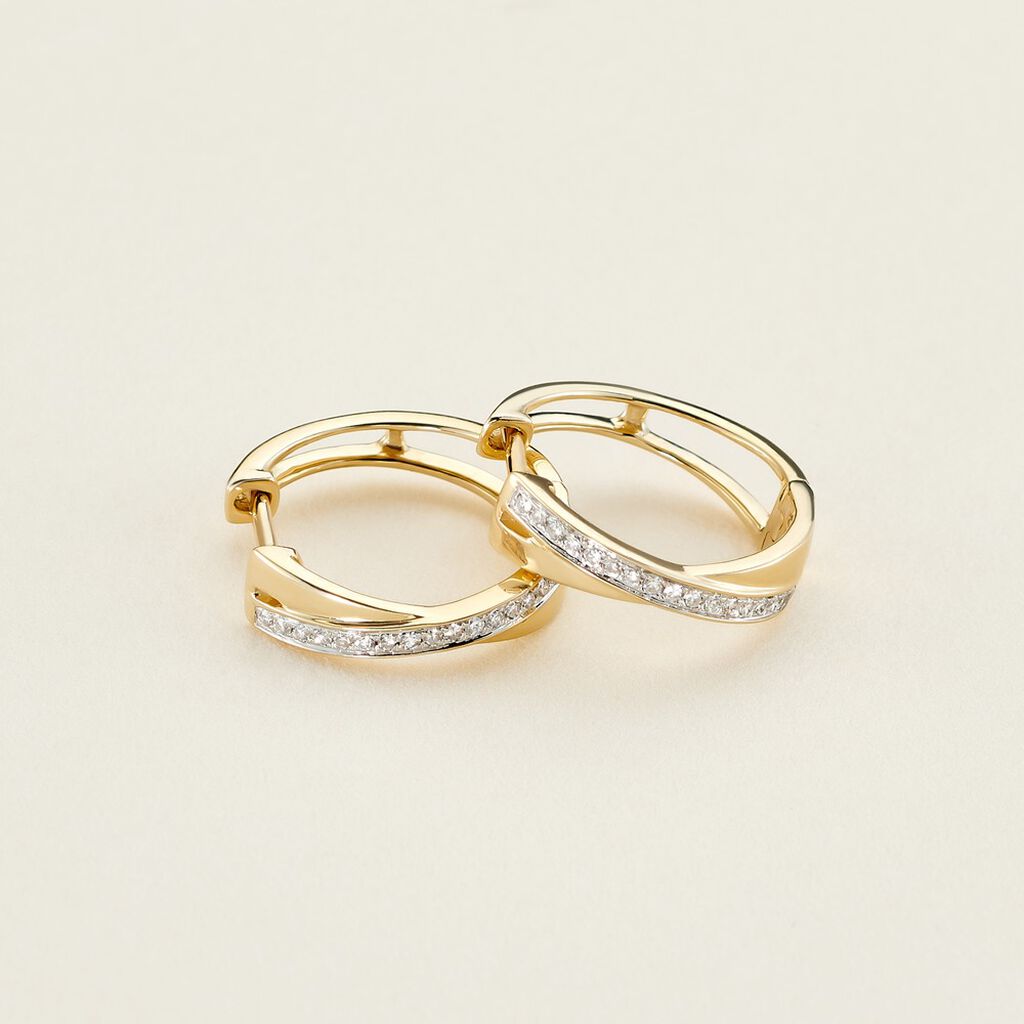 GIANA Damen Creolen Gold 585 (14 Karat) Diamant Wei&szlig; 0,12 ct