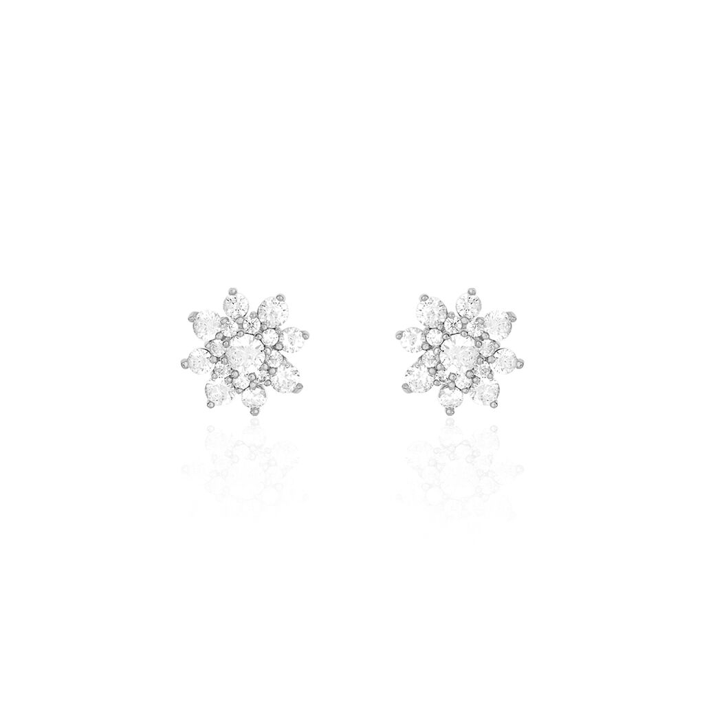 LORRAINE Damen Ohrstecker Silber 925 Zirkonia Wei&szlig; 0,31 ct Blume