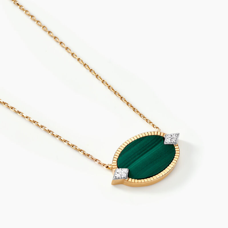Collier Talisman 2 Or Jaune Malachite Diamant - Spannringe Damen | OROVIVO