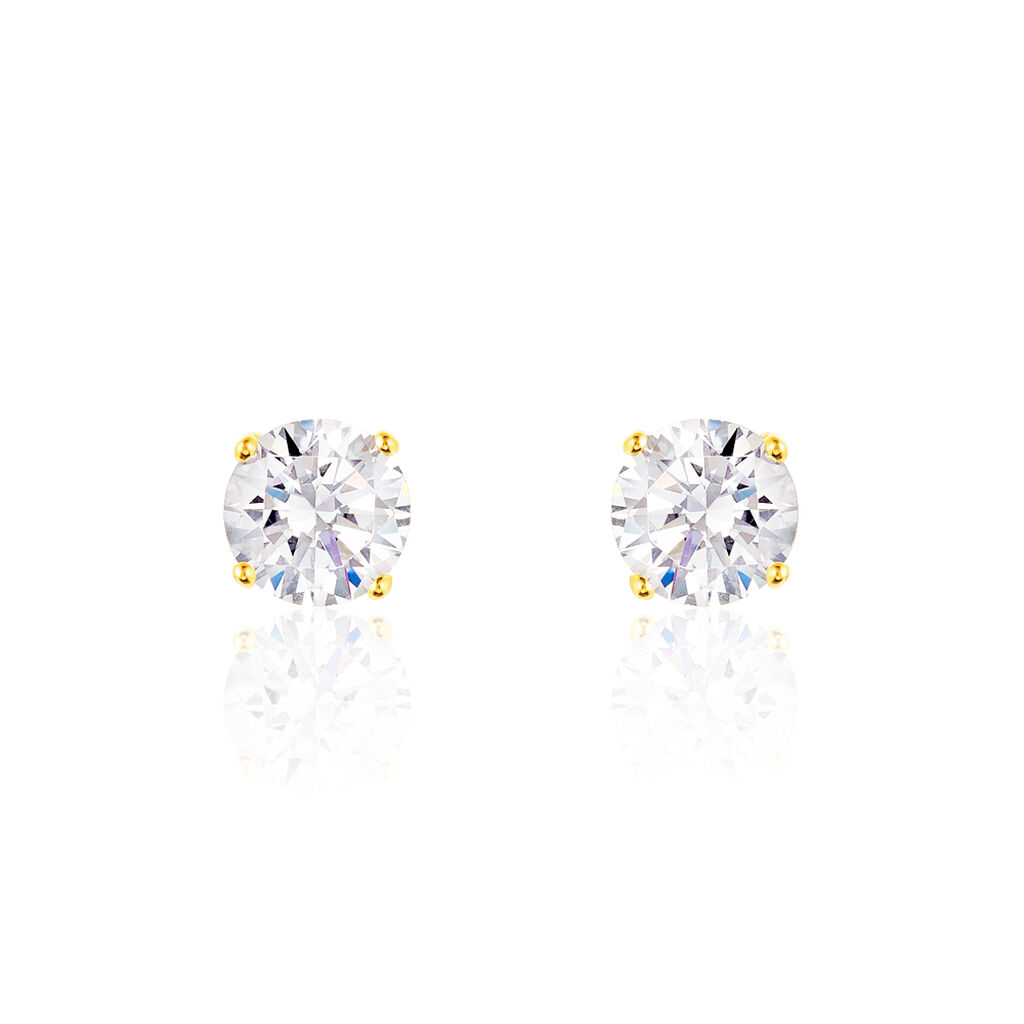 Damen Ohrstecker Gold 375 Zirkonia Kreis Krappe 4  - Ohrstecker Damen | OROVIVO