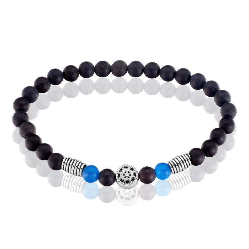 Herren Kugelarmband Schwarzer Achat Ruder Hugues - Kugelarmbänder Herren | OROVIVO