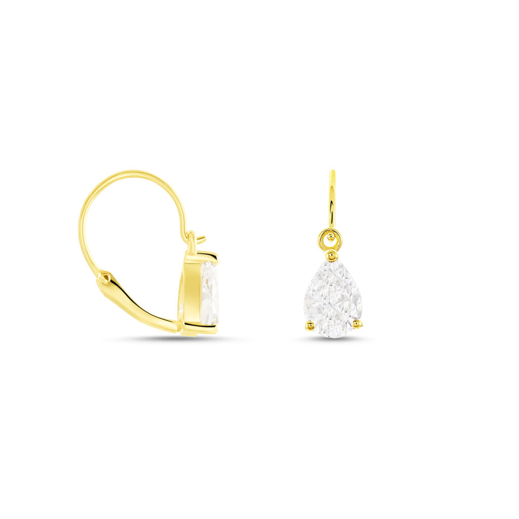 Damen Ohrringe Lang Gold 375 Zirkonia Tropfen  - Ohrhänger Damen | OROVIVO