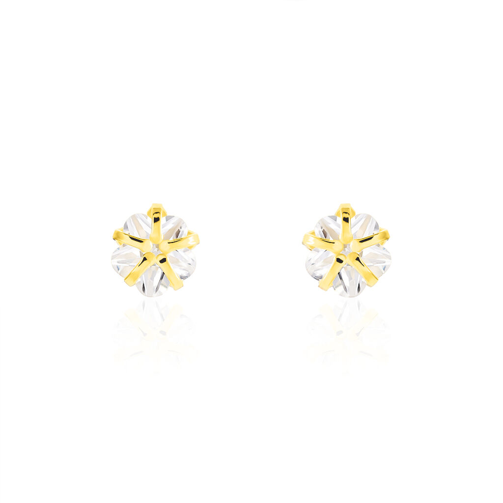 🦚 Damen Ohrstecker Gold 333 Zirkonia Blume 4mm Valdetja, Ohrstecker mit Stein