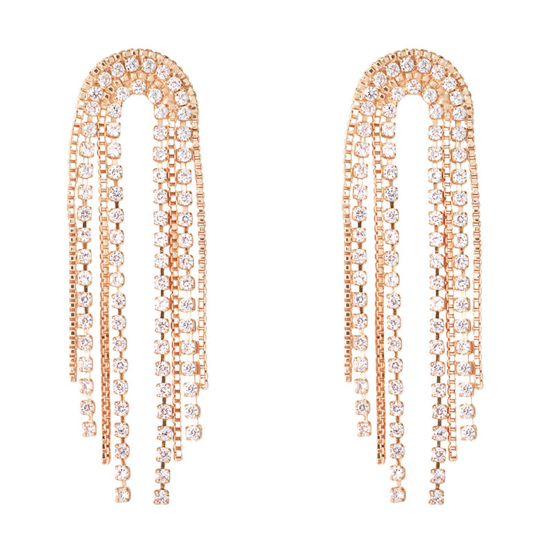 Orecchini Pendenti Romantic Shine Ottone Rosa Cristallo - Spannringe Damen | OROVIVO