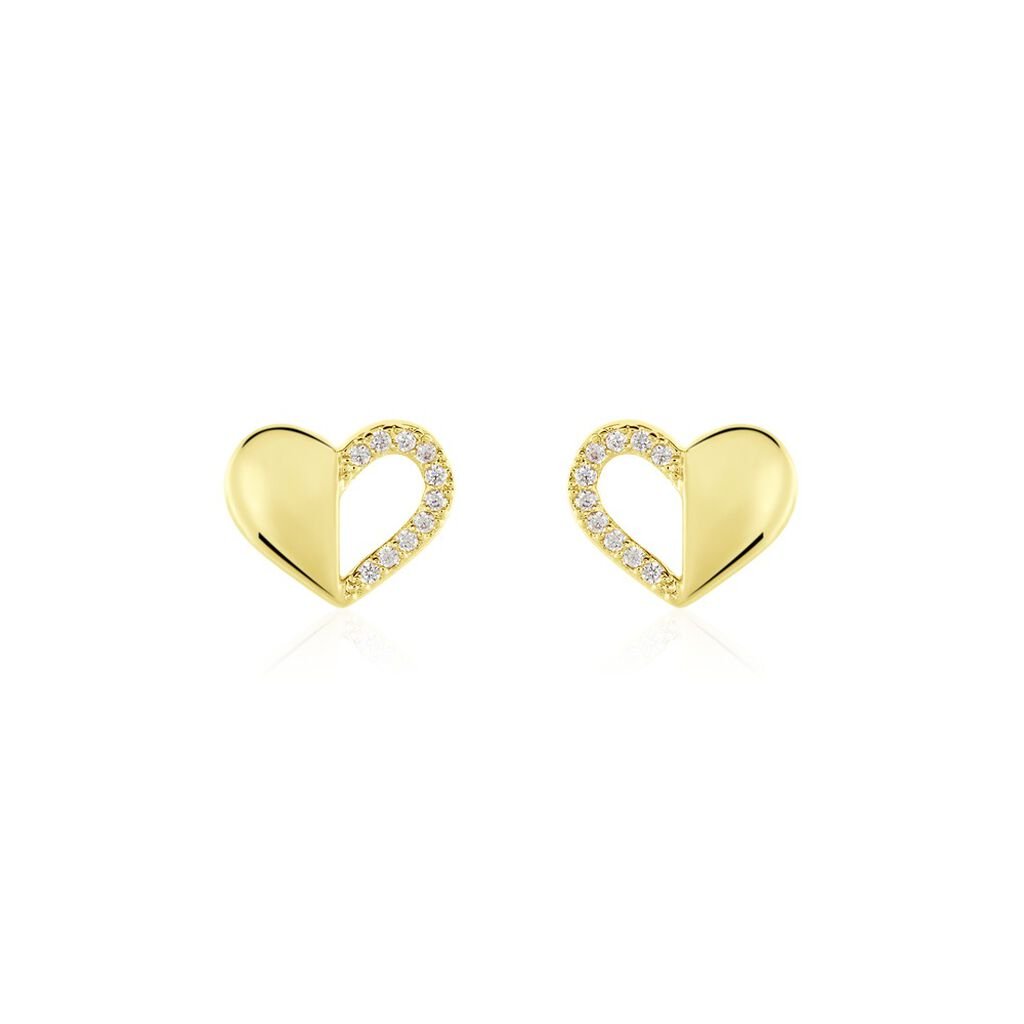 Damen Ohrstecker Messing 18 Karat Vergoldet Zirkonia Herz - Ohrstecker Damen | OROVIVO