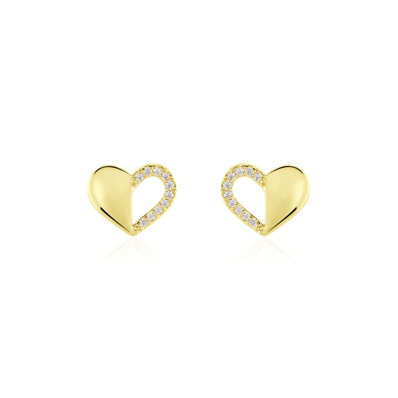 Damen Ohrstecker Messing 18 Karat Vergoldet Zirkonia Herz - Ohrstecker Damen | OROVIVO