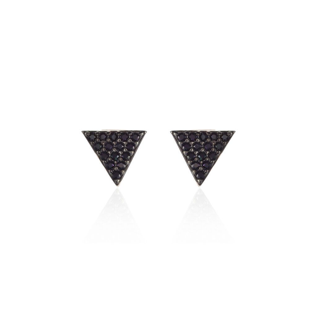 AMELLIA DREIECK 1 Damen Ohrstecker Silber rosevergoldet 925 Zirkonia Schwarz 0,2 ct Dreieck