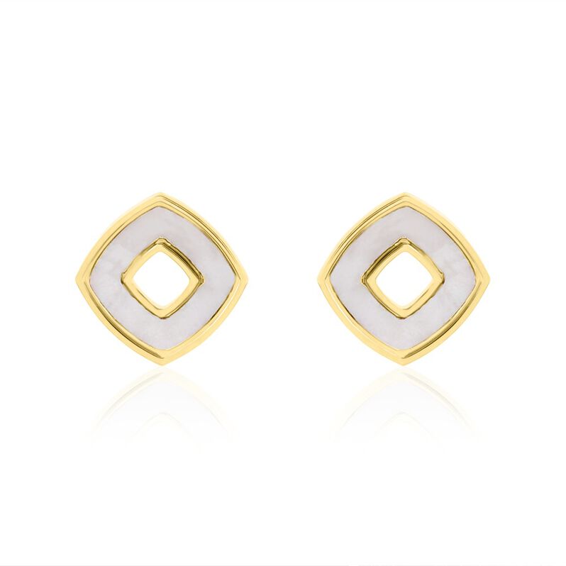 BORBENA Damen Ohrstecker Silber vergoldet 925 Perlmutt Wei&szlig; Raute - Ohrstecker Damen | OROVIVO