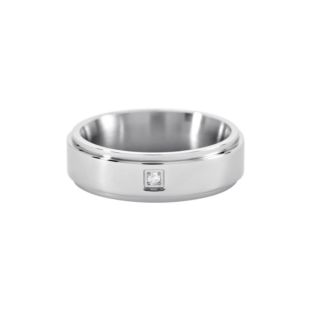 BOND Damen Ring Edelstahl Diamant Wei&szlig; 0,020 ct B 6 mm