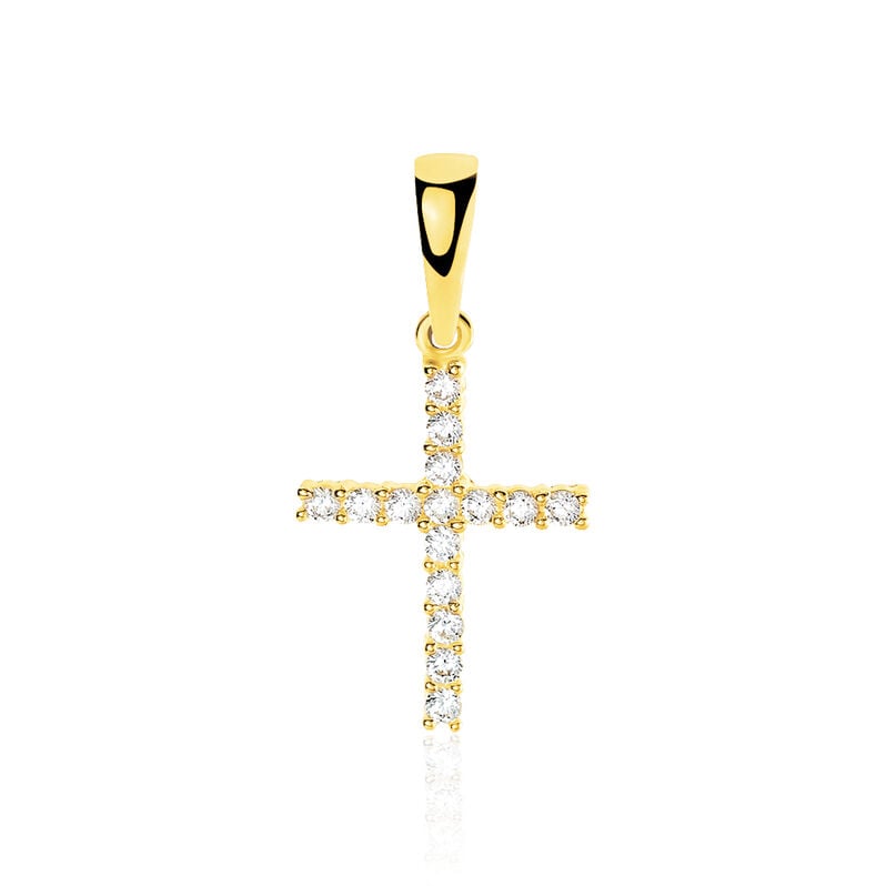 Kreuz Anhänger Gold 375 Zirkonia Canice - Schmuckanhänger Familie | OROVIVO