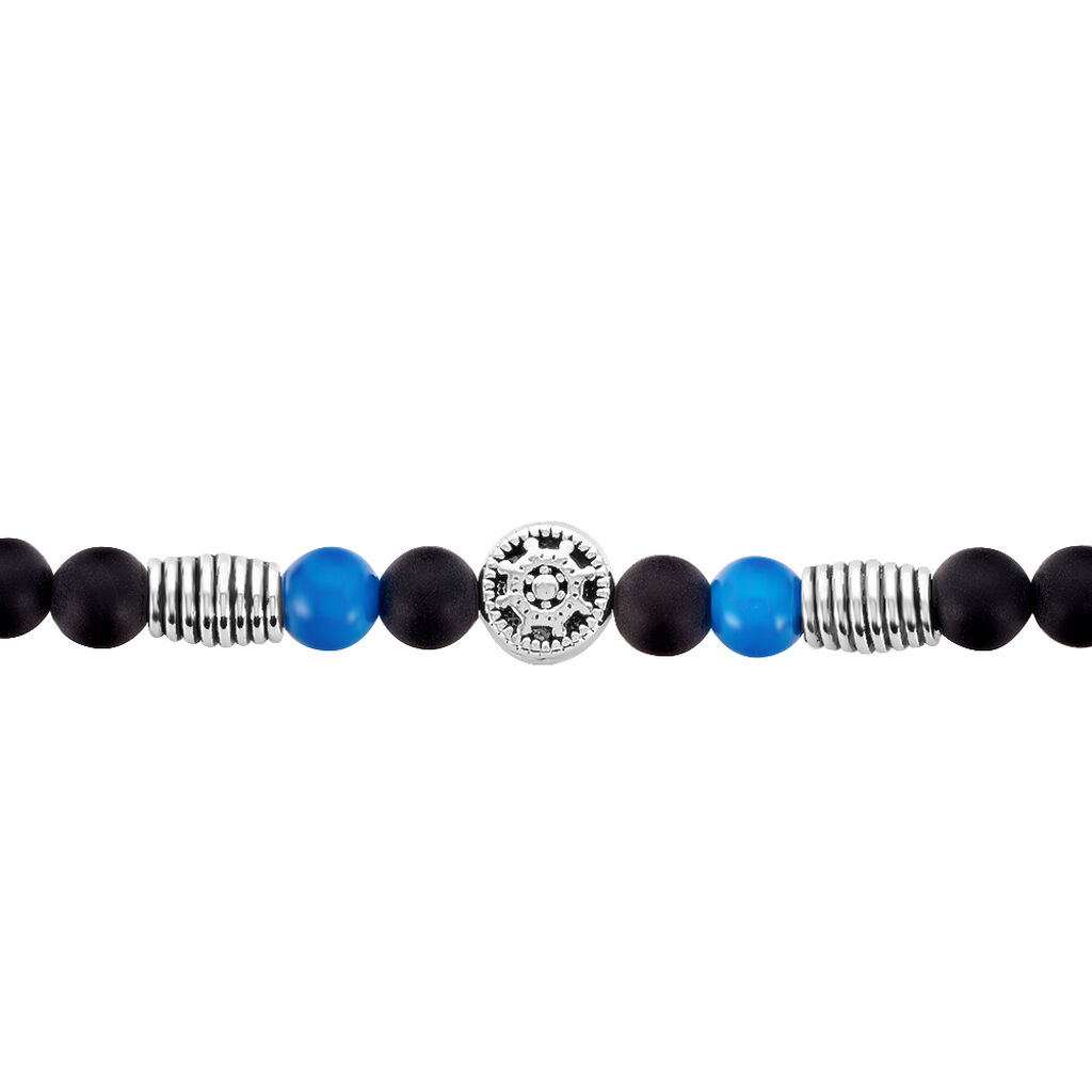 HUGUES Herren Armband Edelstahl Achat Schwarz Ruder